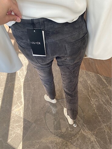 42 Beden gri Renk NBL CK - XL/42 Beden - Süet Deri Pantalon