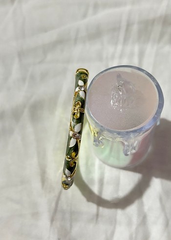 Beyaz Yılan Desenli Payetli Bohem mineli Bileklik