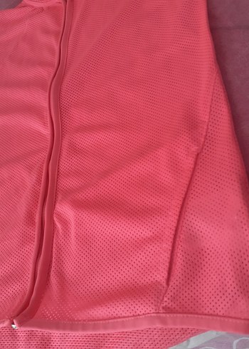 Fermuarlı Kapüşonlu Pembe Kolsuz Spor Yelek - Görsel 2