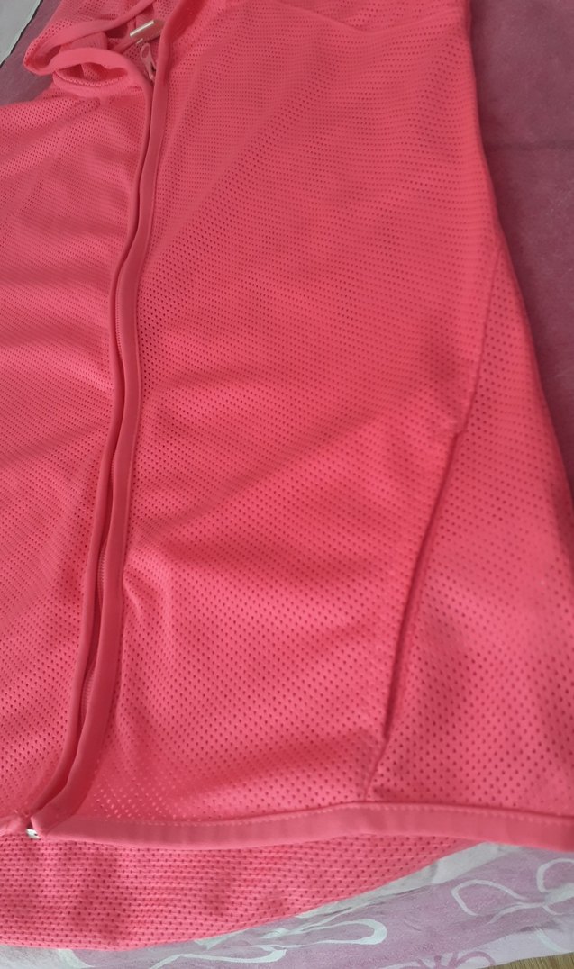 Fermuarlı Kapüşonlu Pembe Kolsuz Spor Yelek - Görsel 2