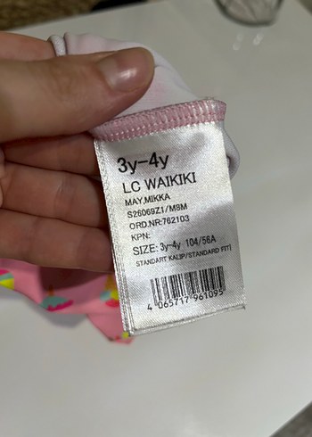 4 Yaş Beden pembe Renk Kız Çocuk Renkli Baskılı Askılı Mayo