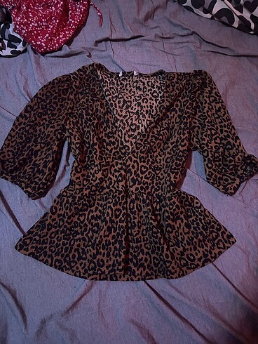 Leopar desenli bluz