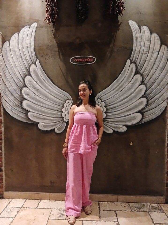 Pembe Straplez  takım keten kumaş - Görsel 3