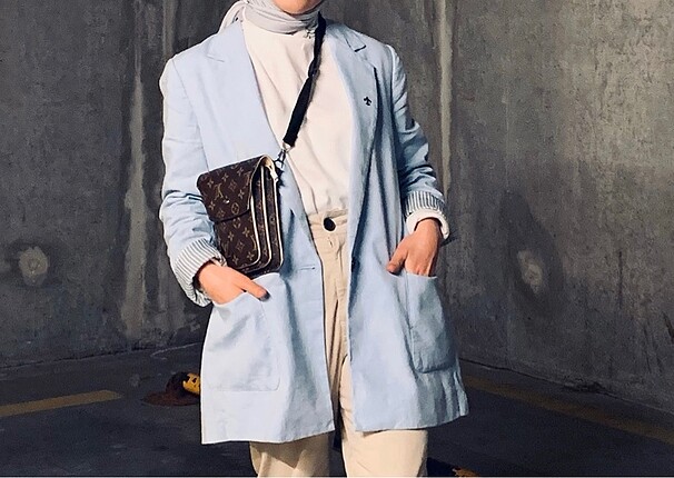 Buz mavisi blazer ceket