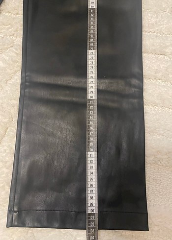 Kadın Siyah Deri Rahat Kesim Pantolon - Görsel 5