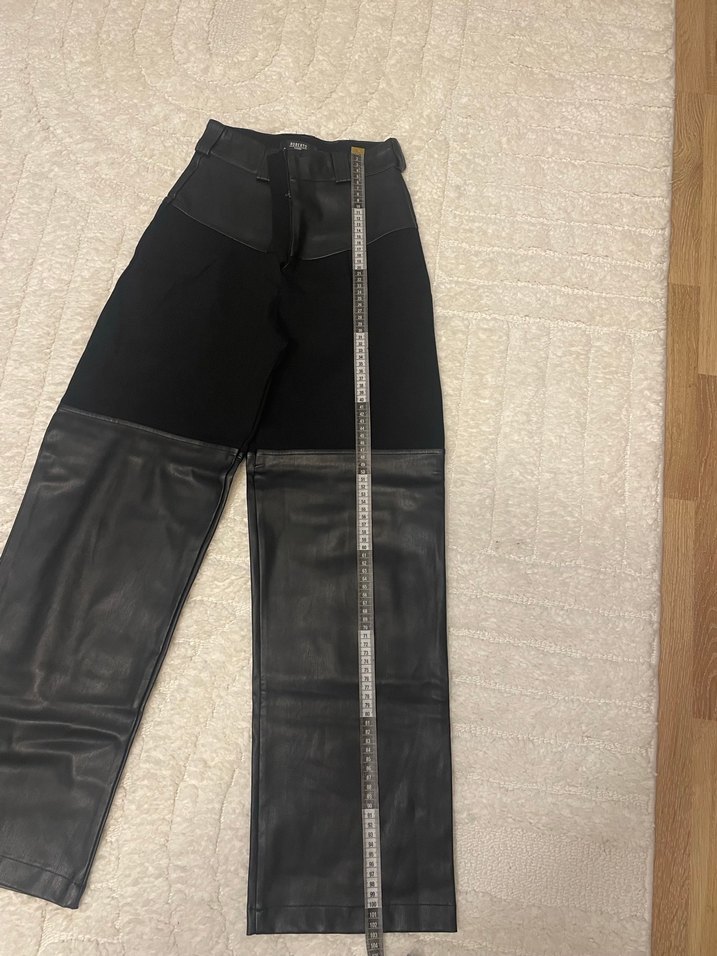 Kadın Siyah Deri Rahat Kesim Pantolon - Görsel 2