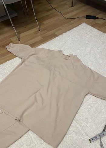 Bej Kısa Kollu Boğazlı Kadın Bluz - Görsel 8