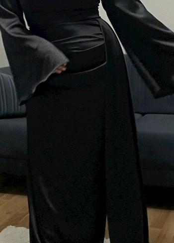 Siyah Drapeli Straplez Uzun Abiye Elbise - Görsel 8