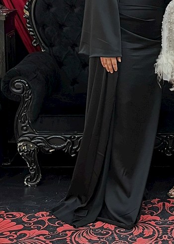 Siyah Drapeli Straplez Uzun Abiye Elbise - Görsel 3