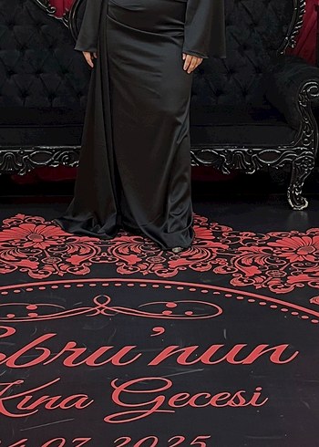 Siyah Drapeli Straplez Uzun Abiye Elbise - Görsel 2