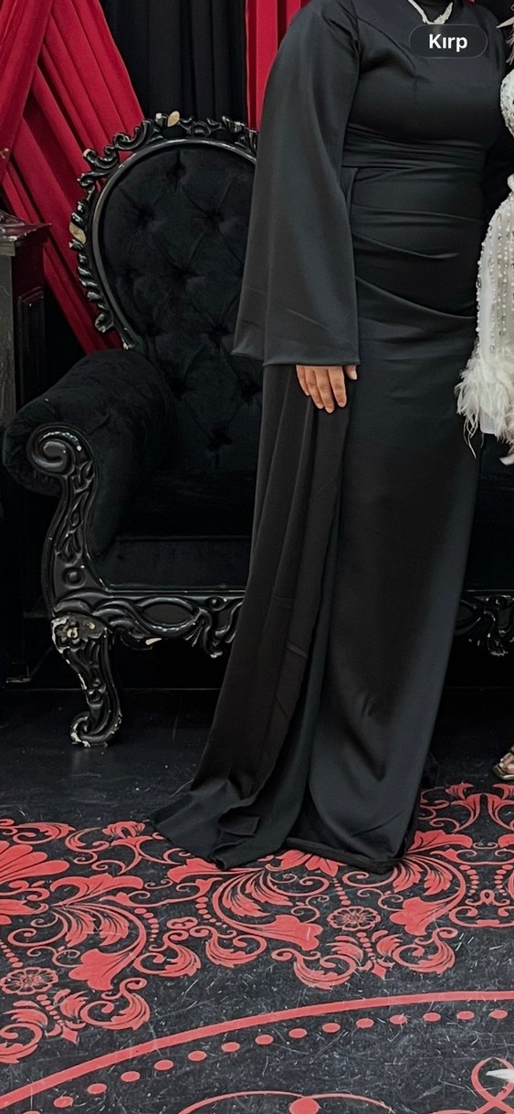 Siyah Drapeli Straplez Uzun Abiye Elbise - Görsel 3