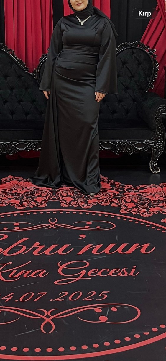 Siyah Drapeli Straplez Uzun Abiye Elbise - Görsel 2