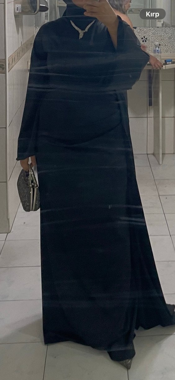 Siyah Drapeli Straplez Uzun Abiye Elbise - Görsel 4