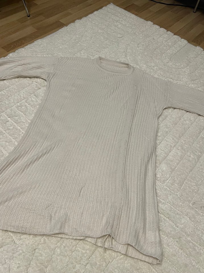 Bohem Uzun Kollu Keten Triko Kadın Kazak - Görsel 3