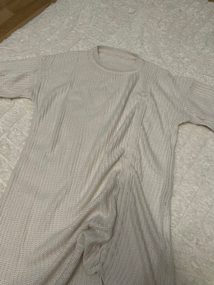 Bohem Uzun Kollu Keten Triko Kadın Kazak - Görsel 2