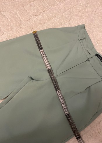 Kadın mint yeşili Kumaş Pantolon Midi Normal - Görsel 6