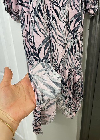 Pembe Pilili Uzun Salaş Elbise - Görsel 5