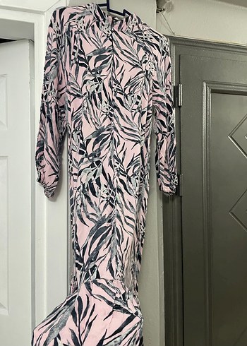 Pembe Pilili Uzun Salaş Elbise - Görsel 2