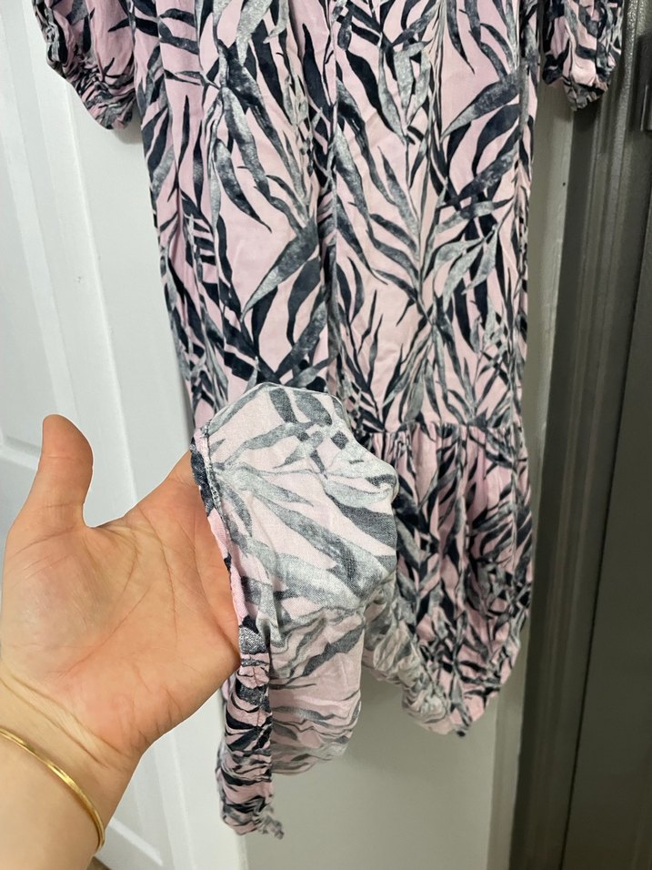 Pembe Pilili Uzun Salaş Elbise - Görsel 5