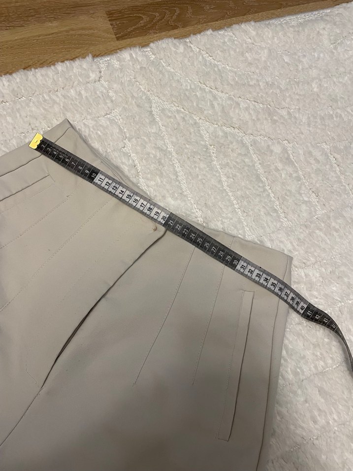 Bej Kadın Midi Kumaş Pantolon - Görsel 3