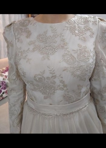 Dantel İşlemeli Beyaz Uzun Kollu - Görsel 3