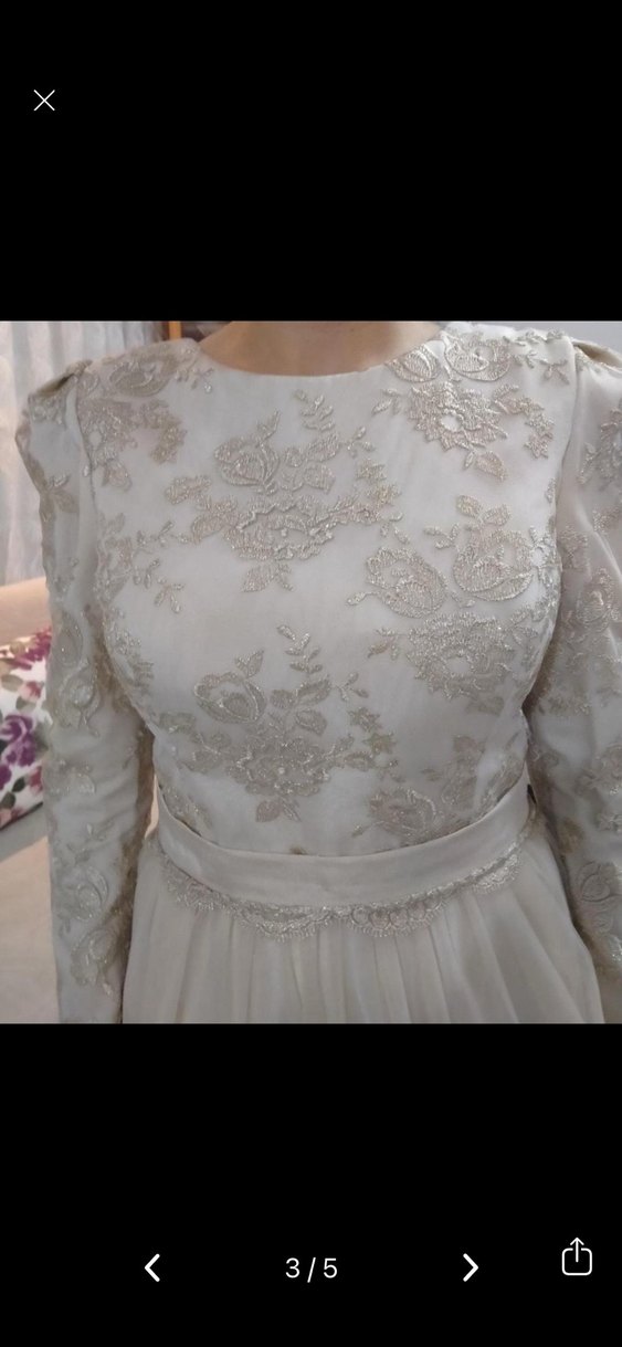 Dantel İşlemeli Beyaz Uzun Kollu - Görsel 3