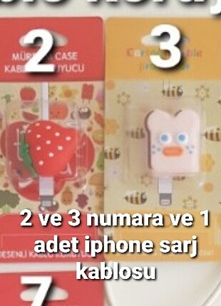 2 adet kablo koruyucu ve iphone kablo