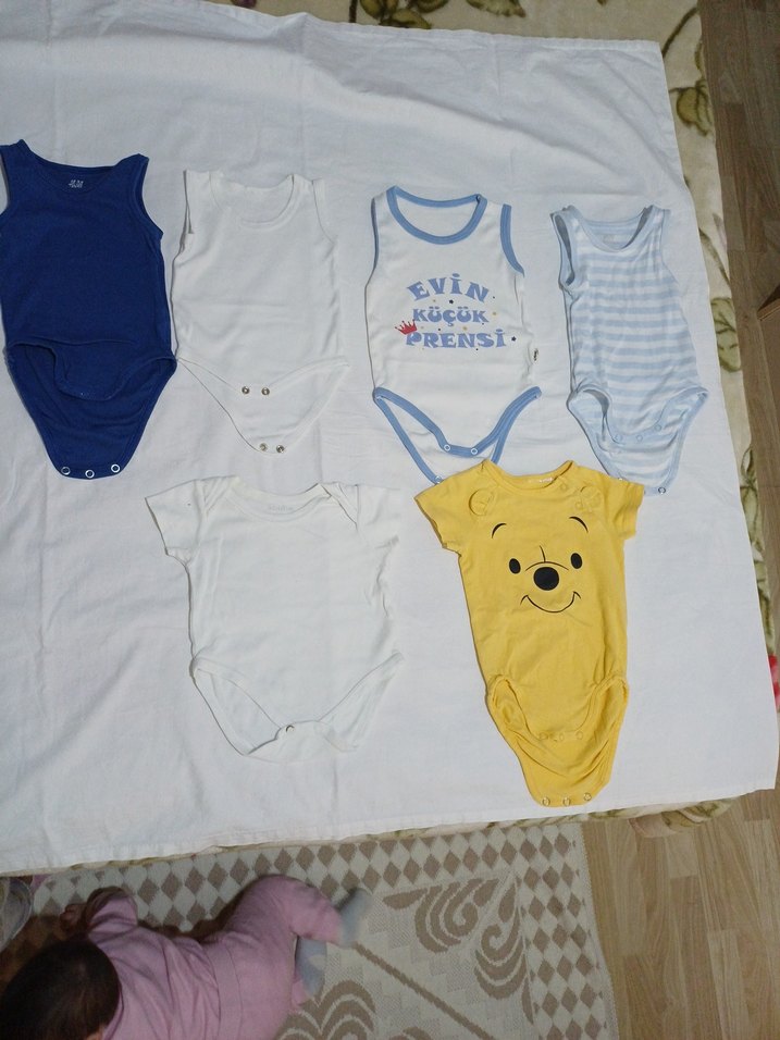 6lı Mavi Baskılı Pamuklu Erkek Bebek Atlet Body zıbın - Görsel 2