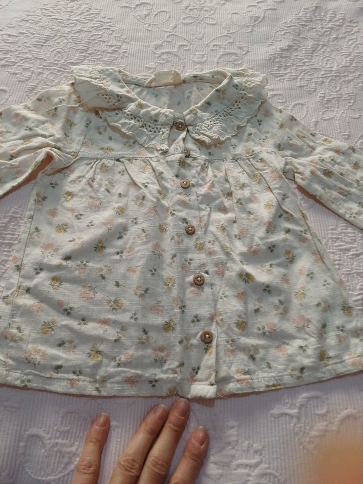 Kız Çocuk Bej Nakışlı Pamuklu Gömlek - Görsel 3