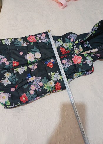 Kız Çocuk Çiçek Desenli Kapüşonlu Yelek - Görsel 6