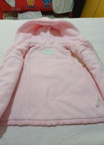 Kız Çocuk Kapüşonlu Pembe Yelek - Görsel 4