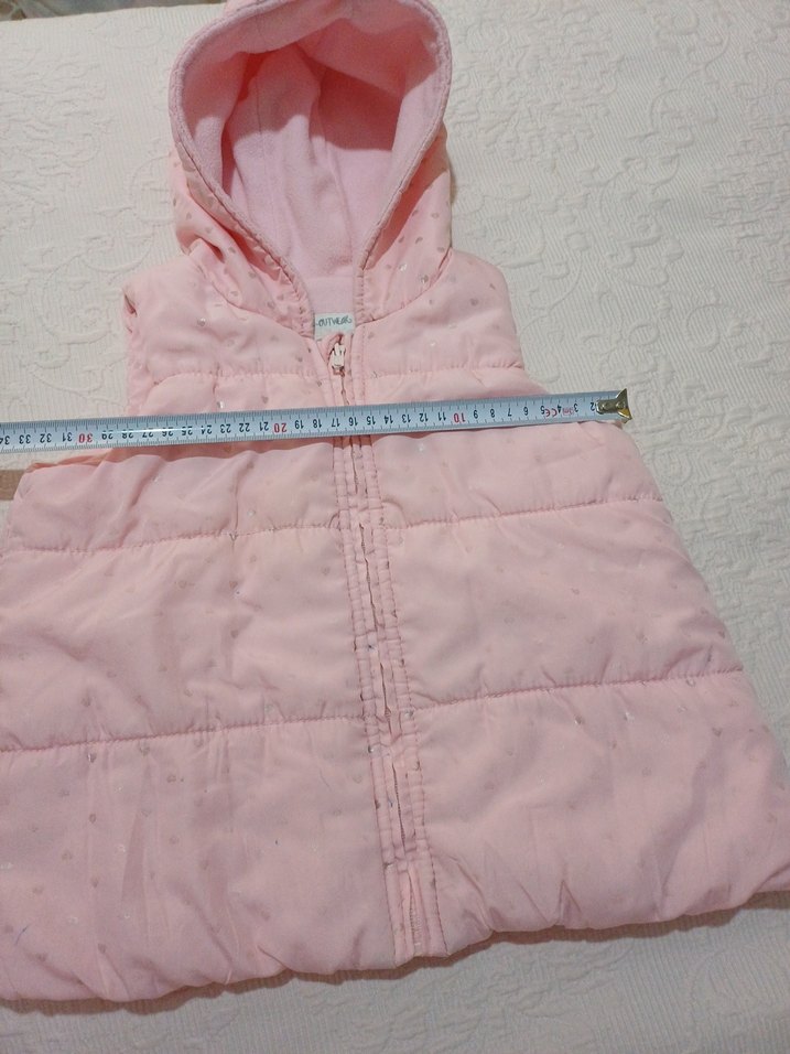 Kız Çocuk Kapüşonlu Pembe Yelek - Görsel 3