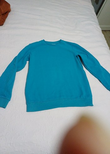 Mavi Sweatshirt, Yuvarlak Yaka, Rahat Kesim - Görsel 2