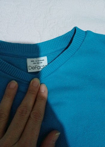 Mavi Sweatshirt, Yuvarlak Yaka, Rahat Kesim - Görsel 3