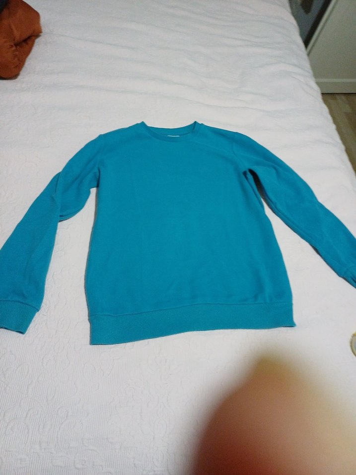 Mavi Sweatshirt, Yuvarlak Yaka, Rahat Kesim - Görsel 2