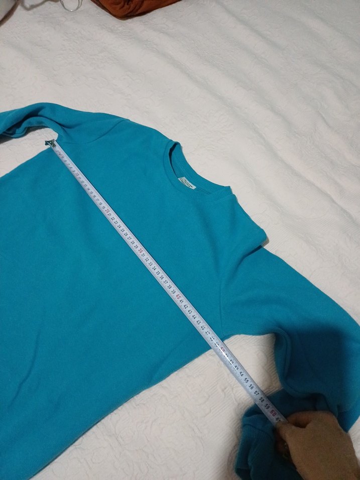 Mavi Sweatshirt, Yuvarlak Yaka, Rahat Kesim - Görsel 5