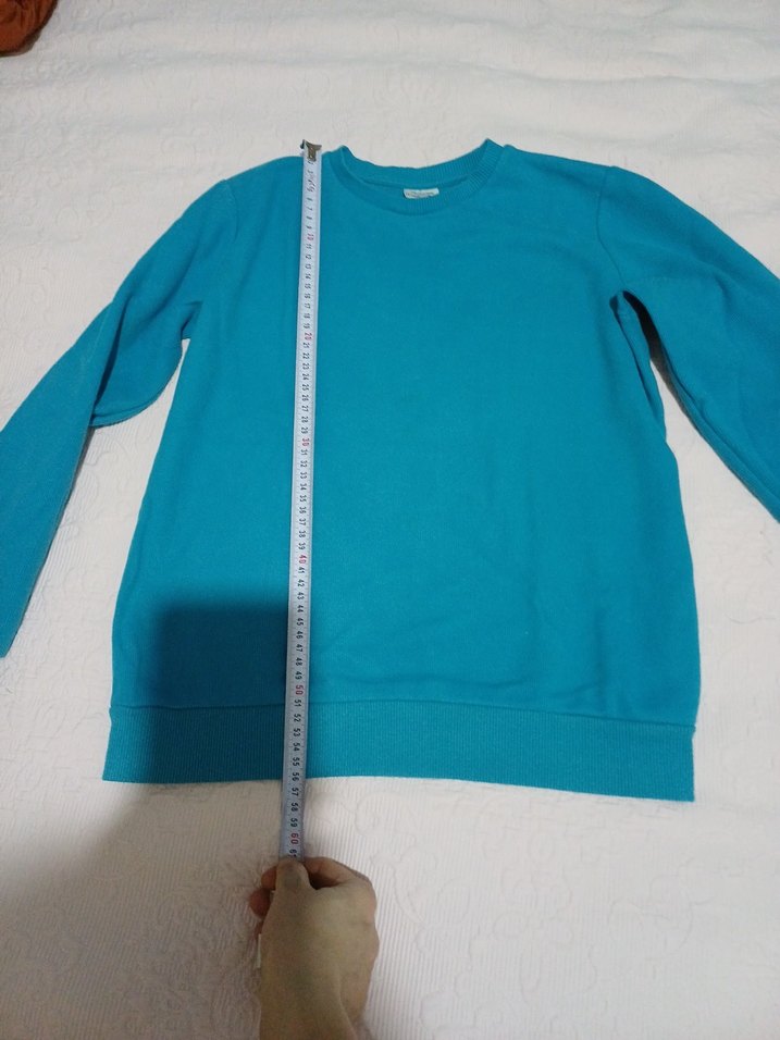 Mavi Sweatshirt, Yuvarlak Yaka, Rahat Kesim - Görsel 4