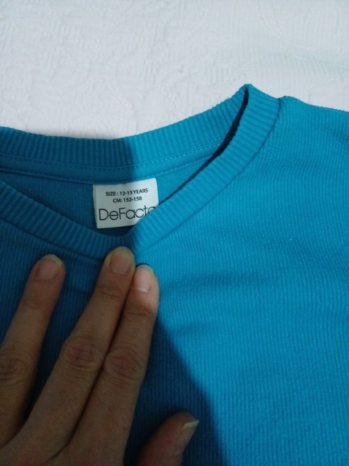 Mavi Sweatshirt, Yuvarlak Yaka, Rahat Kesim - Görsel 3