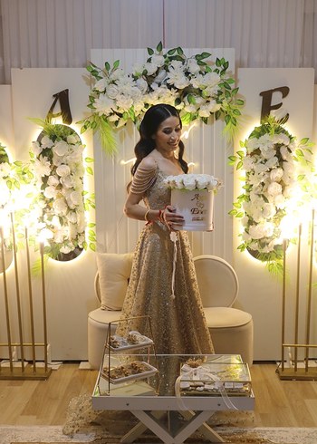 Altın Parlak Straplez  abiye Elbise - Görsel 3