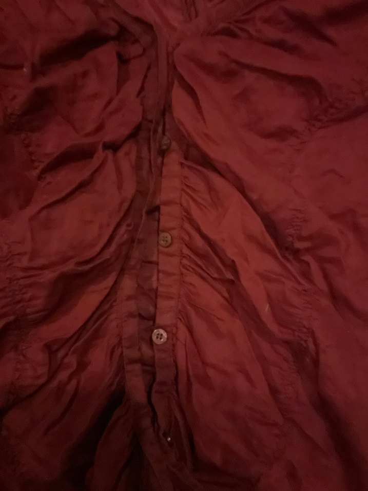 Bordo belden dar Gömlek - Görsel 2