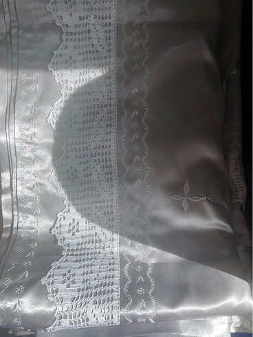 Gümüş rengi gerçek dantel ile sarılmış pike takımı - Görsel 5