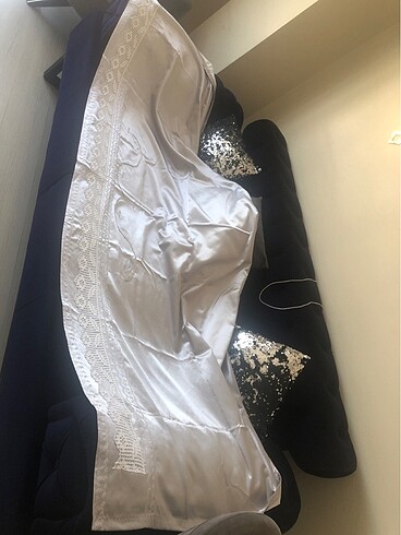 Gümüş rengi gerçek dantel ile sarılmış pike takımı - Görsel 16