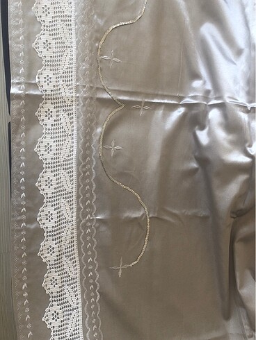 Gümüş rengi gerçek dantel ile sarılmış pike takımı - Görsel 17