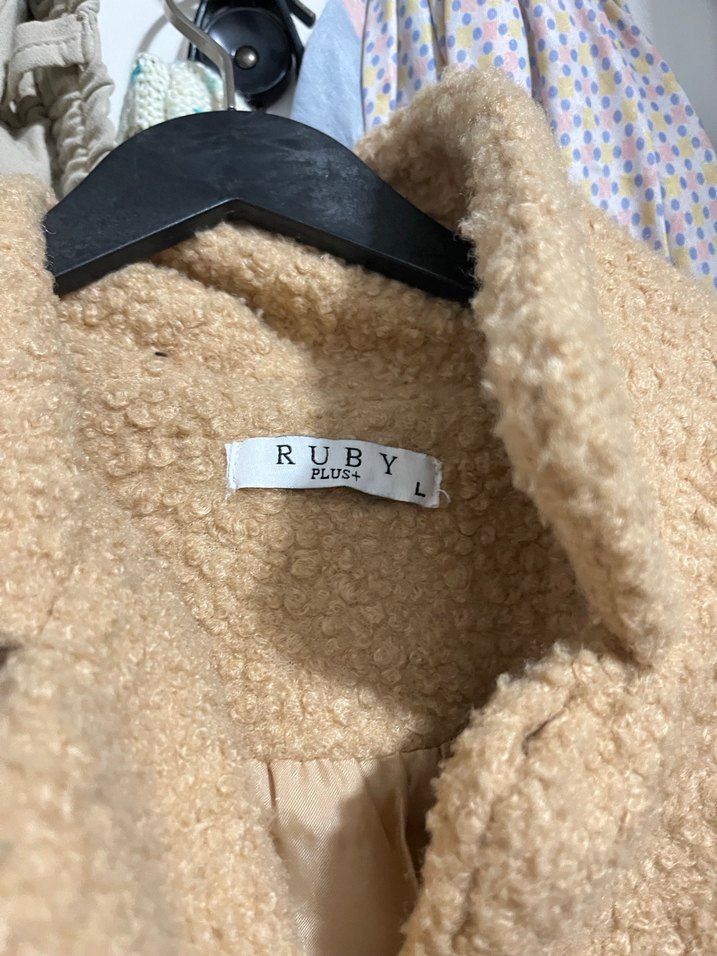 Bej Midi Peluş Kadın Kaban - Görsel 2