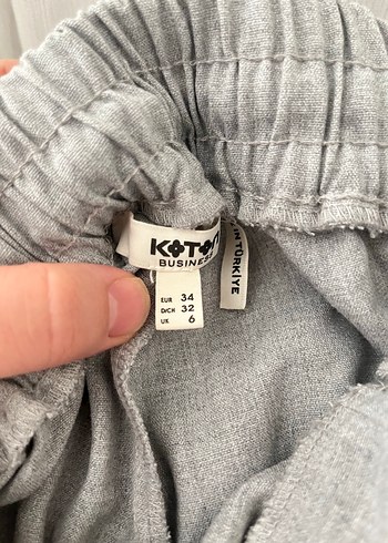 Gri Kemerli Keten Kadın Pantolon - Görsel 2