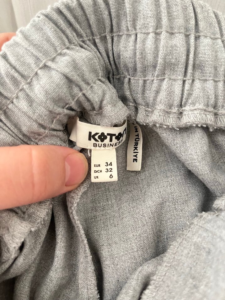 Gri Kemerli Keten Kadın Pantolon - Görsel 2