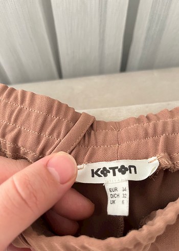 Kadın Bej Midi Bol Kesim Kemerli Pantolon - Görsel 2