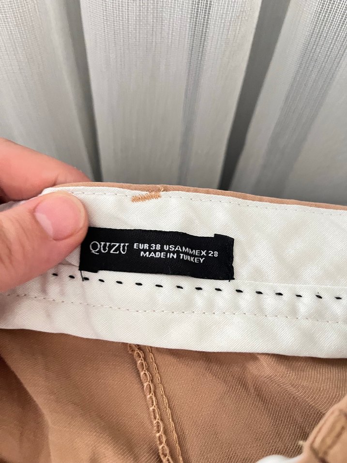 Bej Pilili Rahat Kesim Keten Kadın Pantolon - Görsel 2