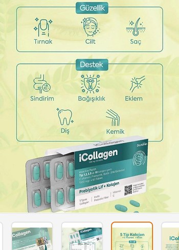 iCollagen 5 Tip Kolajen ve Prebiyotik 60 Tablet - Görsel 4