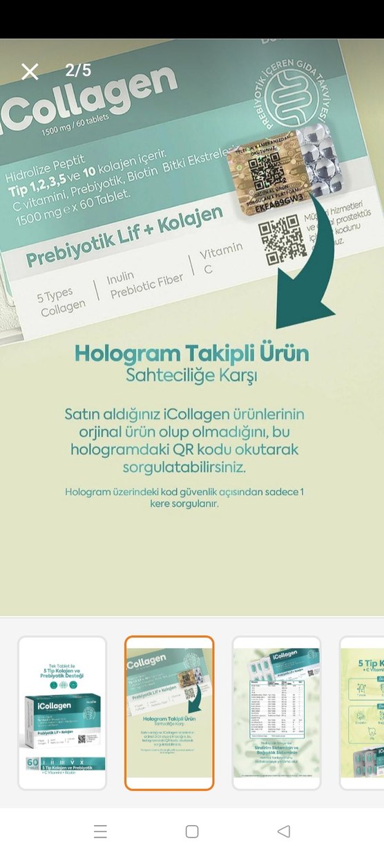 iCollagen 5 Tip Kolajen ve Prebiyotik 60 Tablet - Görsel 2